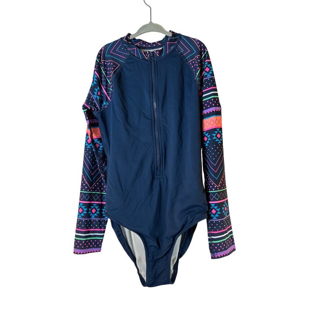 WONDER NATION Girl’s Long Sleeve One Piece Swimsuit / Size: Large 10-12